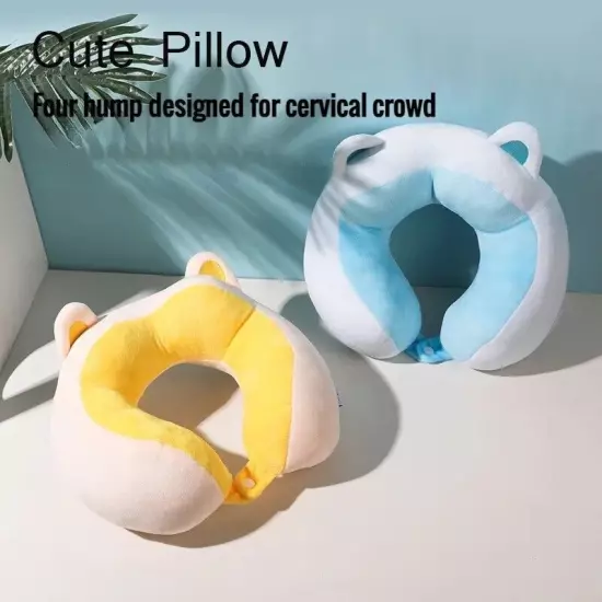 Portable U-Shaped Cute Travel Pillow for Car, Airplane, Neck Support