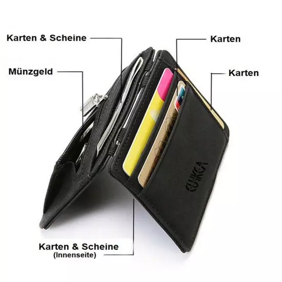 Slim Wallet Magic Credit Card Holder Coin Bag Money Clip Billfold Faux Leather H