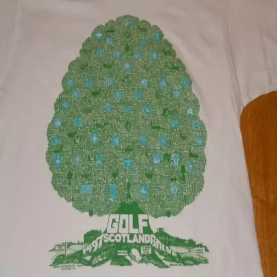 GOLF SCOTLAND SHIRT VINTAGE MENS LARGE SCOTLAND AUGUSTA HISTORY NAMES