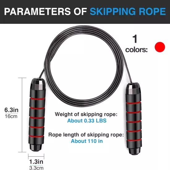 Jump Rope,Adjustable Skipping Rope with Soft Foam Handles, Tangle-Free Rapid Spe