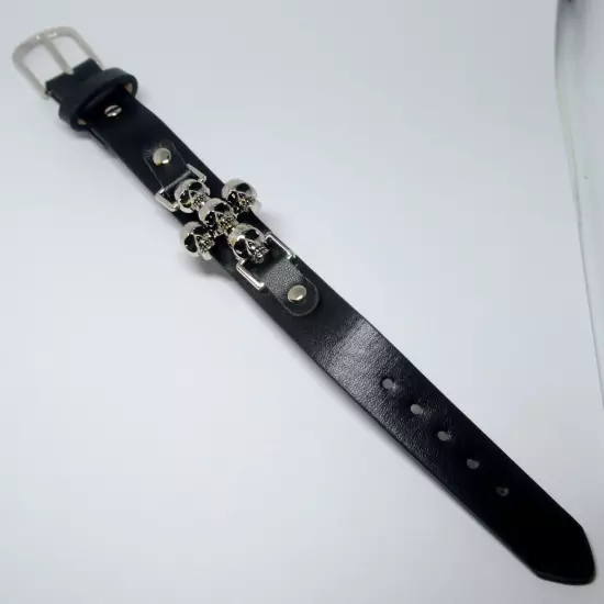 MEN MEMENTO MORI SKULLS LEATHER BRACELET