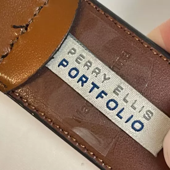 New NWOT Perry Ellis Portfolio Size 36/90 Brown Full Grain Cowhide Leather Belt