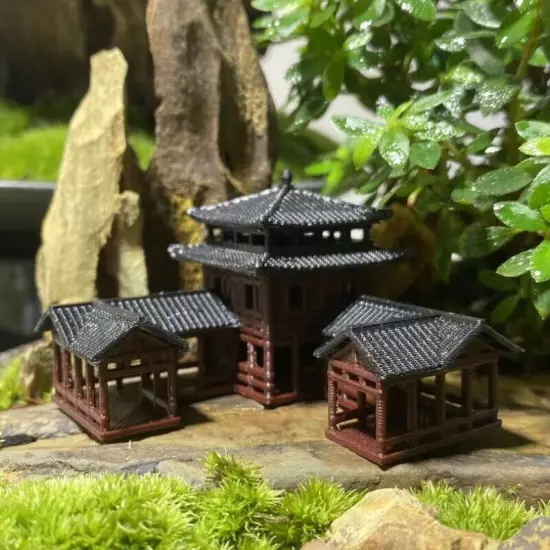 Chinese Ancient Architectural Model Aquarium Micro Landscape Bonsai 3D Printing