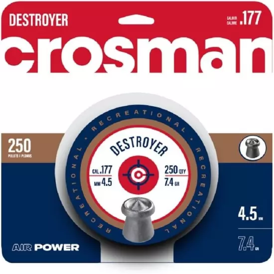 Crosman Destroyer Hunting Pellets, 0.177-CALIBER, 7.4-GRAINS, 250-COUNT