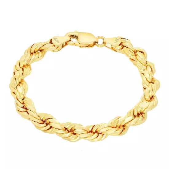 14K Yellow Gold 2mm-10mm D/C Rope Chain Bracelet Mens Women 7" 7.5" 8" 8.5" 9"