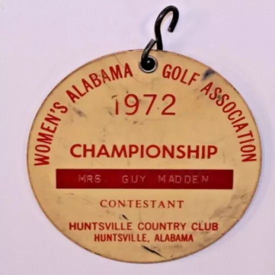 VTG Woman's Alabama Golf Assn Championship 1972 Collectible Tag Datono Regal AL