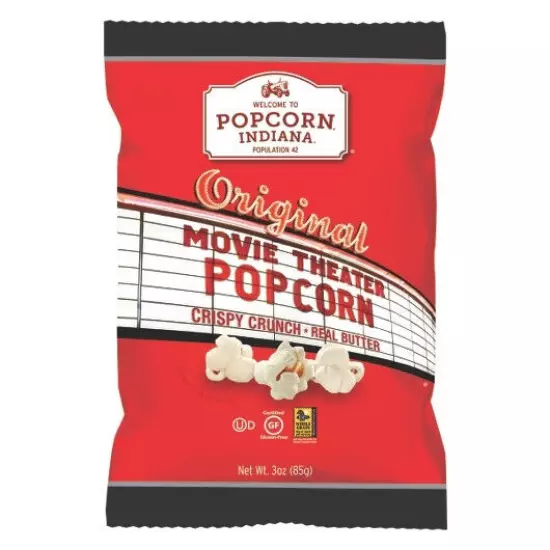 Popcorn Indiana Movie Theater Butter Popcorn, 3 Ounce, 6 Per Case