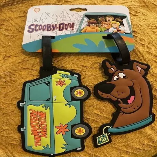 Scooby-Doo Luggage Bag Tags Suitcase Carry-On Cards Set of 2 New! vinyl HUGE