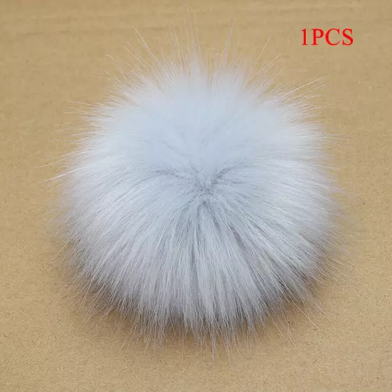 Fluffy Faux Fox Fur Pompom 8cm Pom Poms Ball with Dark Buckle DIY for Hat Bags"