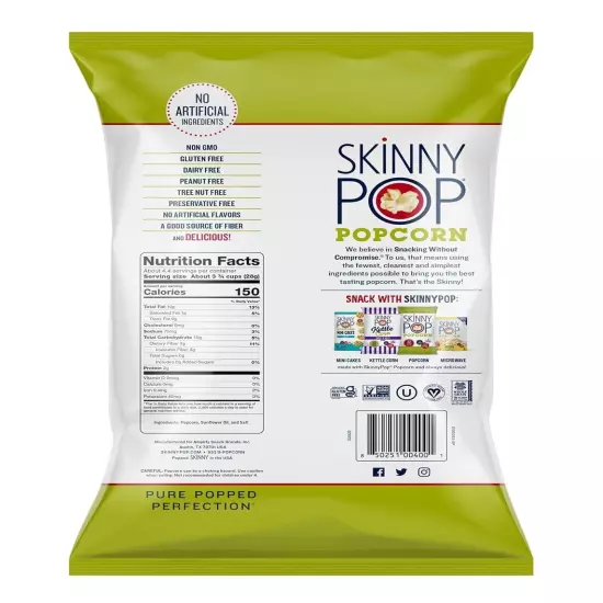 Healthy Snack Heaven: Skinny Pop Dairy-Free and Non-GMO Popcorn Bundle - 4.4oz