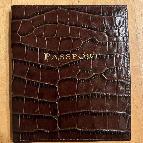 100% Leather Crocodile Embossed Passeport Wallet NWOT