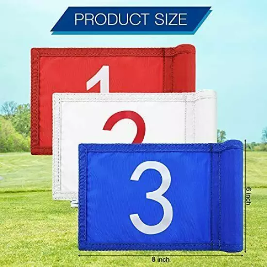 3 Pieces Golf Flag with Tube Inserted Putting Green Golf Flag Numbered Golf 