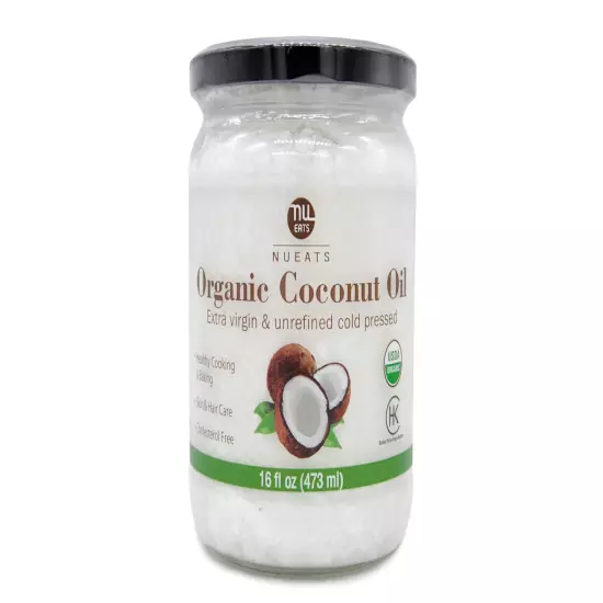 , Organic Coconut Oil, 16Oz, Extra Virgin & Unrefined Cold Pressed/Usda O