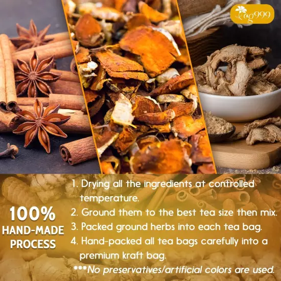 Special 30 Tea Bags Turmeric Ginger Cinnamon Tea 100% Natural Hand-made Blend...