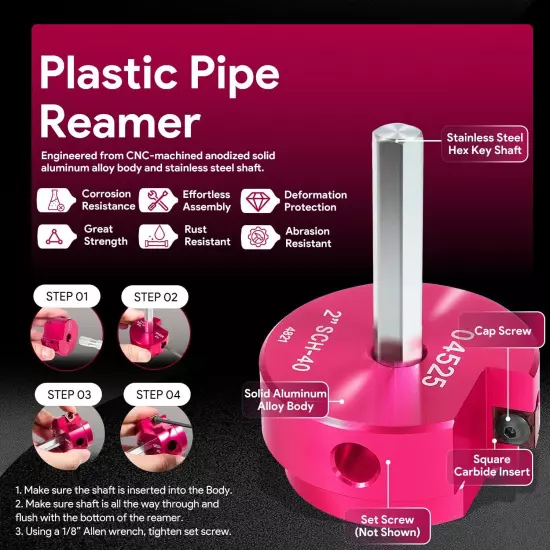 9Pcs PVC Pipe Fitting Reamer Kit - Complete Plastic Reamer Set Fits into Stan...