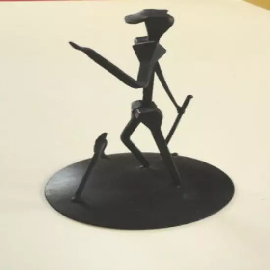 Vtg Modern Abstract Metal Golfer Flag Club Desk Sculpture Made Spain Figurine