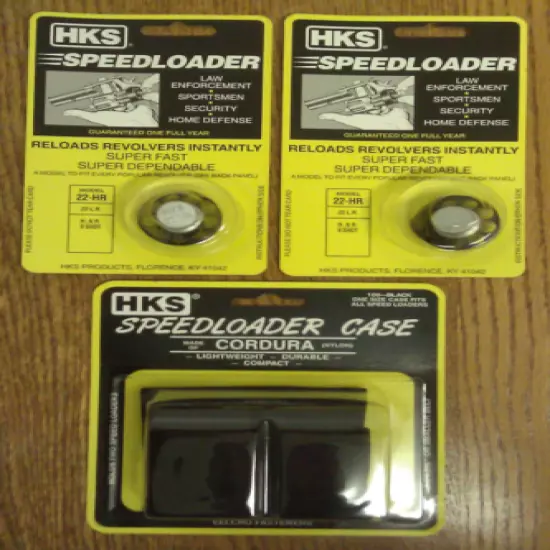 (2 PACK with Pouch) HKS 22-HR Speedloaders [9-shot .22LR] + HKS Case