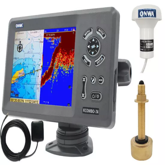 ONWA KCombo-7A: 7" GPS Chart Plotter w/ Fishfinder & Class B+ AIS Transponder