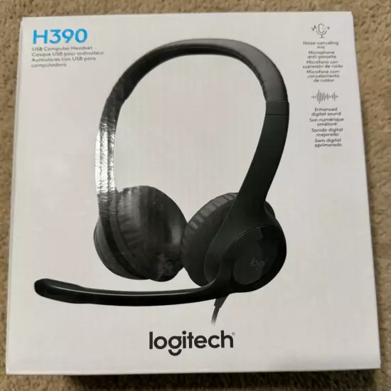 Logitech H390 USB Headset with Microphone - Black Lot of 24 Pcs