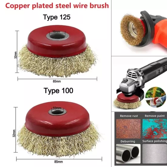 Steel Wire Brush Brush Power Tool Steel Wire 1 PC Copper Plated Copper/Red