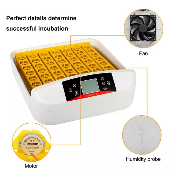 Digital Automatic Temperature Control 56 Eggs Incubator with Egg Candler 110V