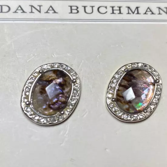 Dans Buchman faceted opal like acrylic earrings with rhinestone