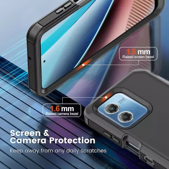 For Motorola Moto G Play 2023 2024 Case Phone Cover Shockproof + Tempered Glass