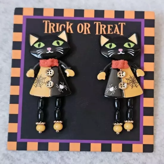 Bella and Jack trick or treat Cat Dangle Earrings earrings