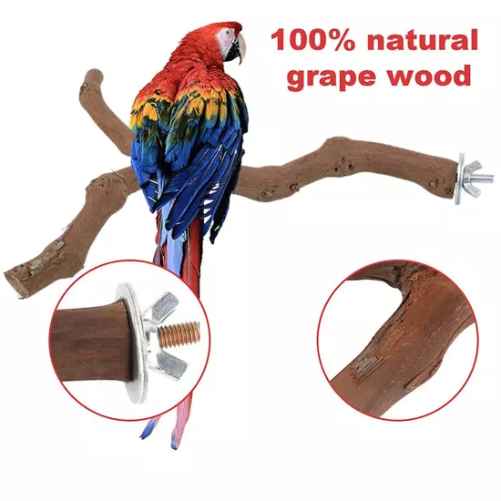 2/4x Bird Perch Stand Natural Grape Wood Bird Cage Perch For Budgie Finch Parrot