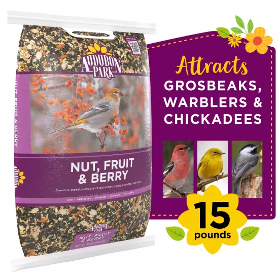 Audubon Park Nut, Fruit & Berry Wild Bird Food, New, 15 lbs. Free Delivery