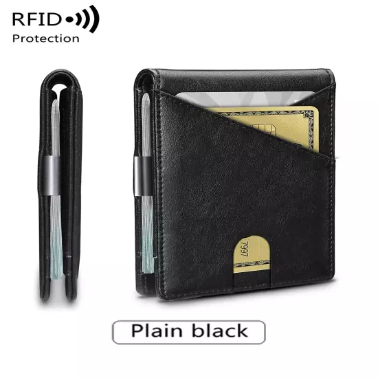 Minimalist men's wallet RFID anti-theft brush double fold cross front pocket