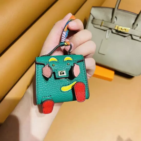 Cute Leather Mini Wallet Lipstick Bag Ladies Keychain Car Bag Charm for AirPods