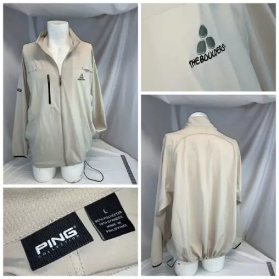 Ping Boulders Arizona Golf Jacket L Men Beige Poly Full Zip YGI D0-264