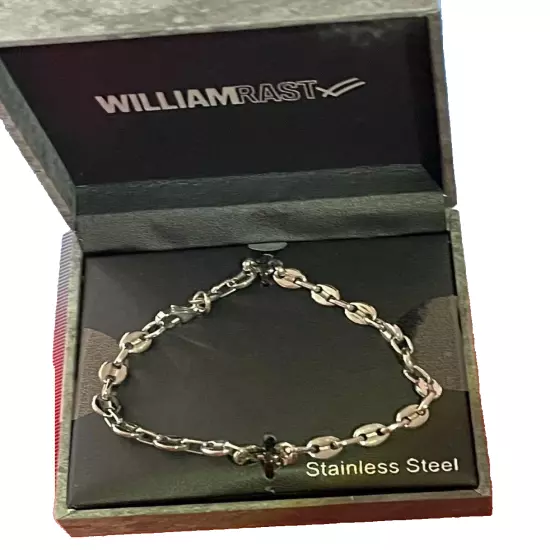 William Rast Silver Stainless Steel Chain Link Men's Bracelet