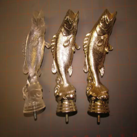 Lot of 3 Fishing Bass Figure Cast resin trophy gift mount find props craft KJ