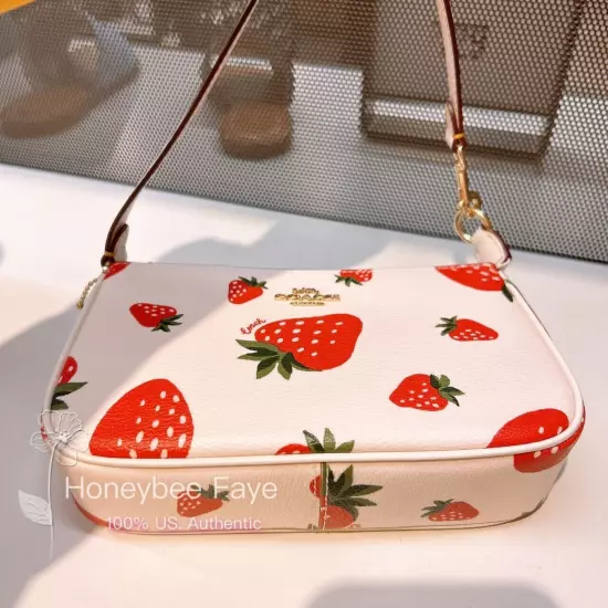 Nwt Coach Nolita 19 With Strawberry Print CH533 + Extended Chain Strawberry