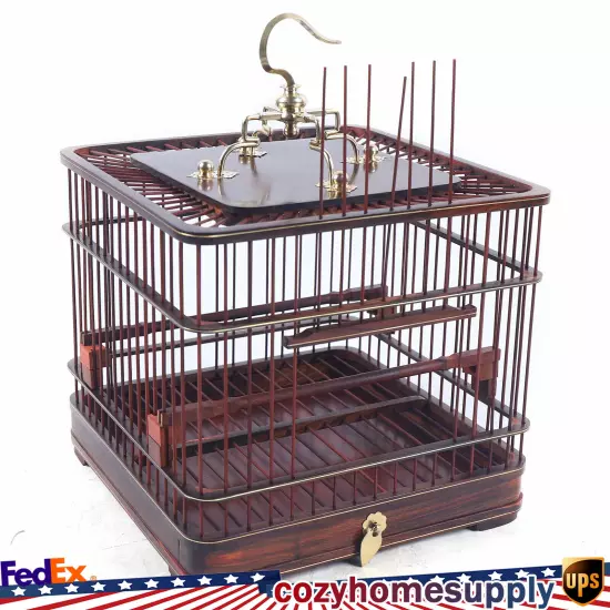 Vintage Retro Bird Cage Wooden Aviary House Birdcage Parrot Macaw with Stand New