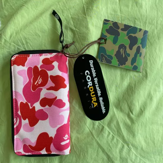 New A Bathing Ape ABC CAMO PASSPORT CASE PINK Cordura