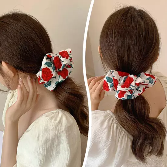 Floral Printed Hair High Elastic Large Intestine Hair Ring G4P3 ио