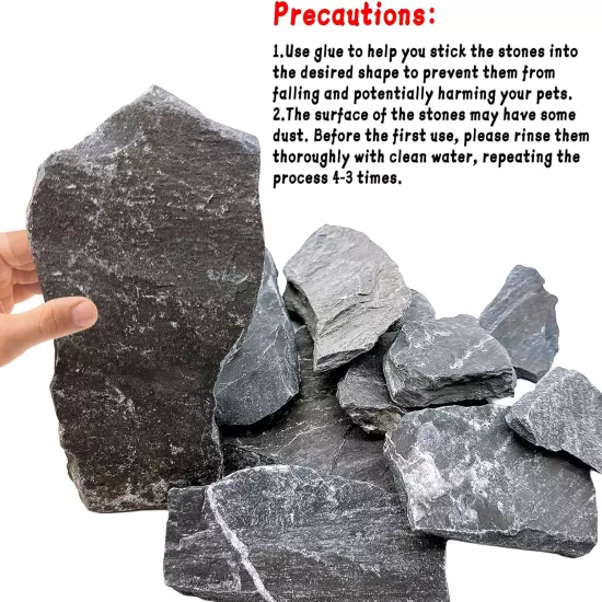 BNOSDM Natural Slate Stone Rocks, 1 to 3 Inch Stones, Quality Decor for Aquarium