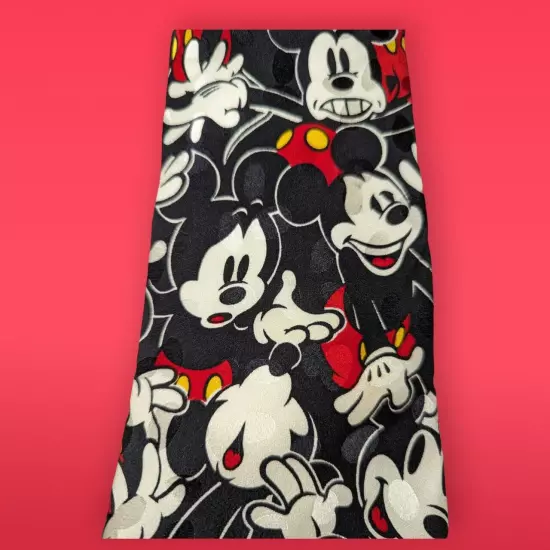 NWT Men's Disney Mickey Inc Mickey Mouse Face Black White Red 100% Silk Tie