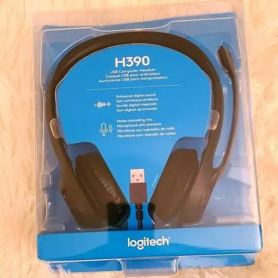 LOGITECH H390 Black Over the Ear Headset USB Computer w/Noise Canceling