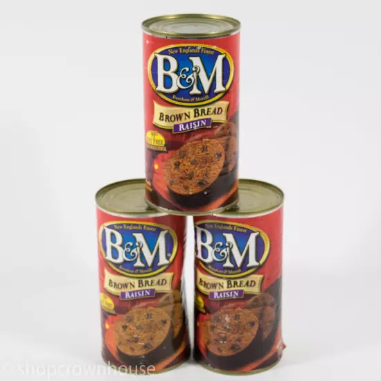 3 B&M RAISIN Brown Bread 16oz can Ready to Serve Fat Free 07/25/2025