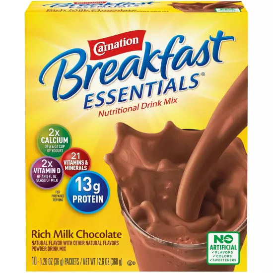 Carnation Breakfast Essentials Powder Drink Mix, Rich Milk Chocolate,