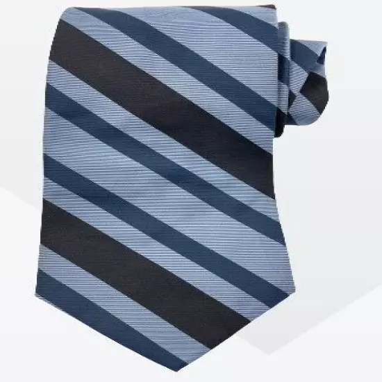 Express Studio Blue Black Striped Regiment Repp Italian Silk Tie 4" x 58"