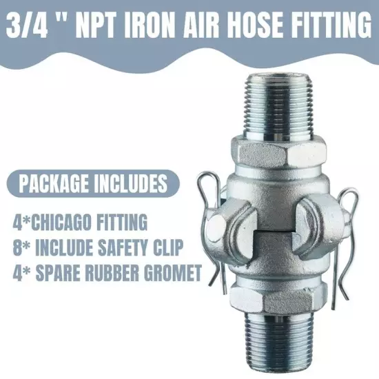 4Sets NPT Air Hose Fitting 2 Lug Universal Coupling Chicago Fitting for4515