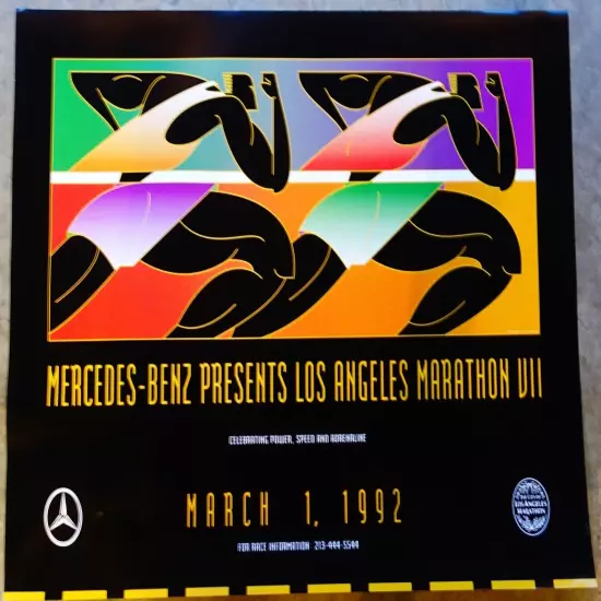 1992 Los Angeles Marathon 36" x 24" Modern Art Deco Poster Mercedes-Benz