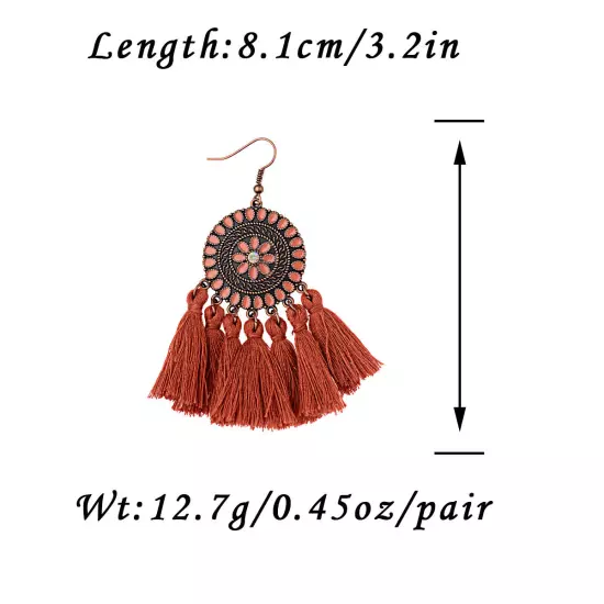 Fashion Women Bohemian Earrings Long Tassel Fringe Drop Dangle Ear Stud Jewelry