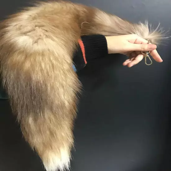 70cm Long Real Fox Fur Tail Funny Toy Adult Games Cosplay with Keychain Pendant