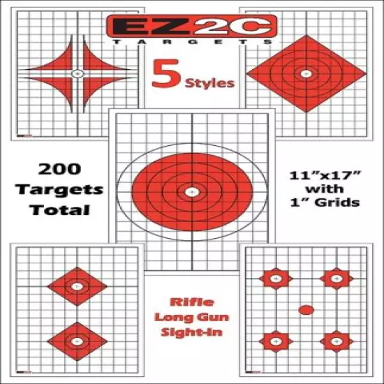 200 Genuine EZ2C Targets Five Rifle Styled Paper Targets Gun Airsoft Firearm